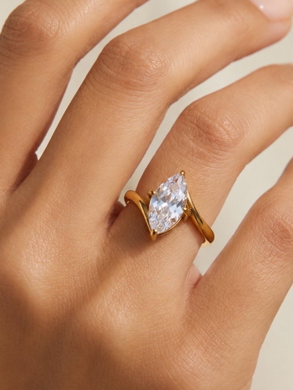 3.5ct Marquise CZ Gold Plated Ring